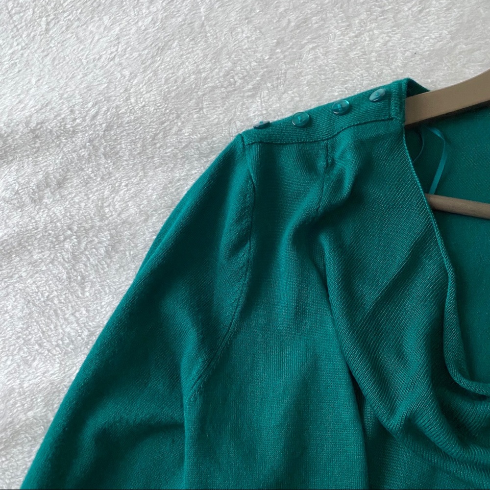 Green Soft Draped Neckline Knit Top - Picture 6 of 9